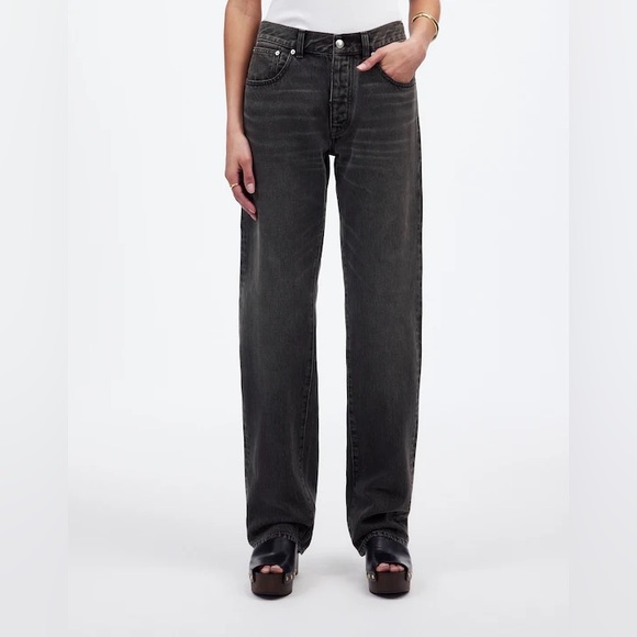 NWT Madewell The Dean Easy Straight Jean in Ripley Wash, Faded Black, Size 33 - Picture 4 of 12